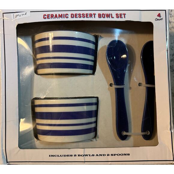 Ceramic Desser bowl and spoons Damaged box - Picture 1 of 1